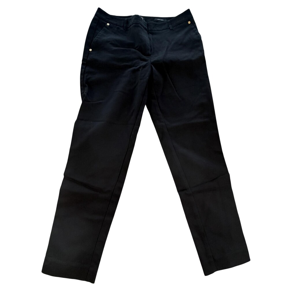 Jones New York Grace Ankle Pants Womens 6 Black Twill Straight Leg Stretch Stud